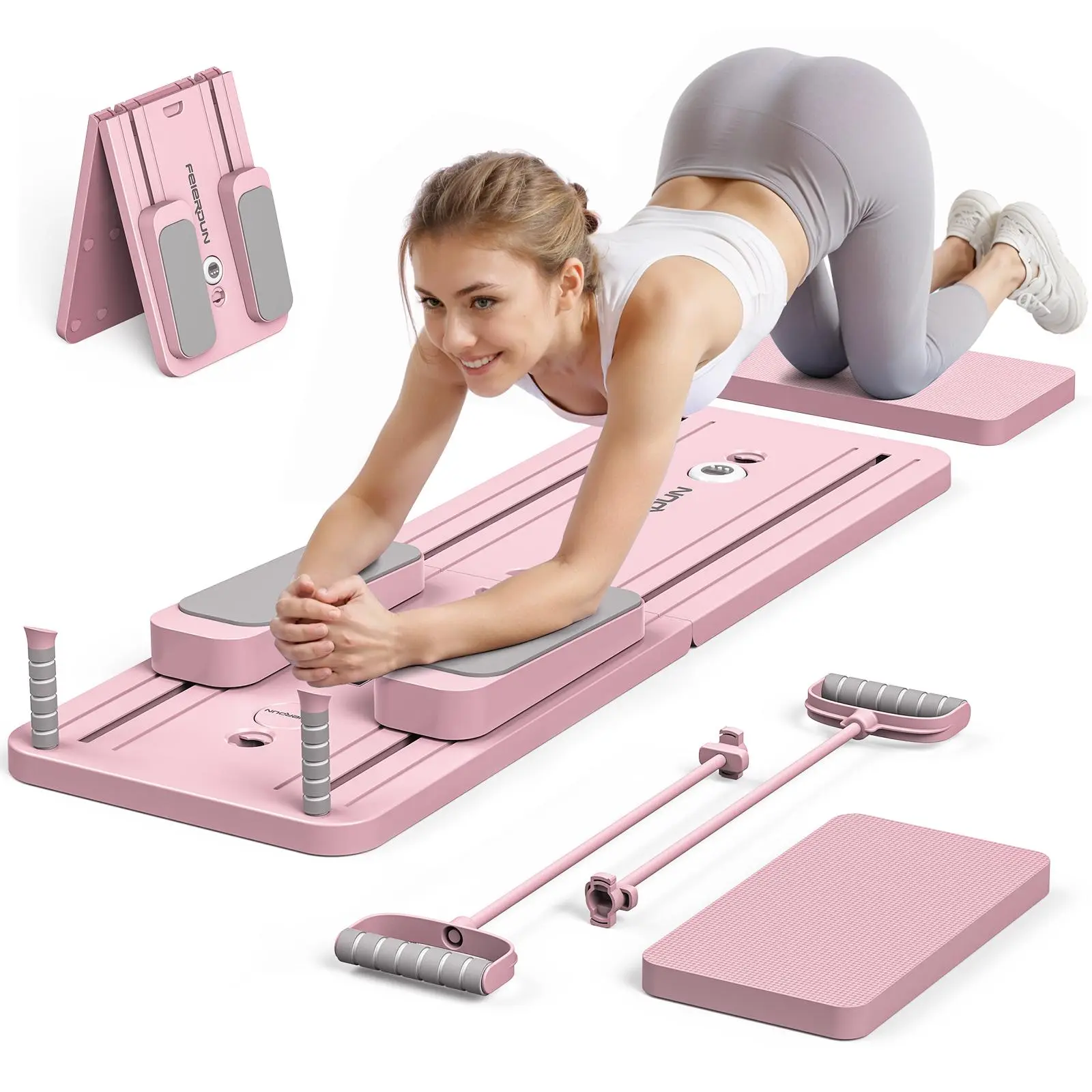 Pilates Yoga Training - บอร์ดพิลาทิสแบบพับได้ อุปกรณ์ฝึกกล้ามเนื้อหน้าท้องอเนกประสงค์ เครื่องออกกำลังกายหน้าท้องสำหรับยิมที่บ้าน อุปกรณ์โยคะพิลาทิสแบบใช้งานคู่สำหรับกระชับเอวและขา