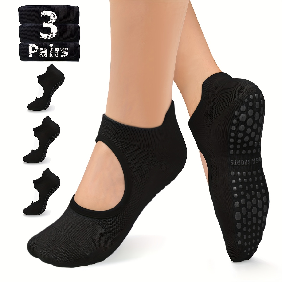 Medias Para Pilates Y Yoga - ถุงเท้ากันลื่นสำหรับผู้หญิง สำหรับโยคะ บาร์เร่ พิลาทิส ฟิตเนส ยิม