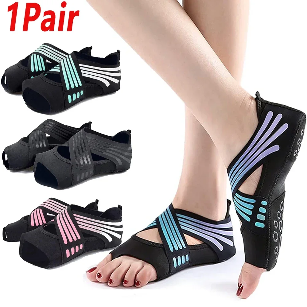 Medias Para Pilates Y Yoga - รองเท้าโยคะกันลื่นแบบมืออาชีพ 1 คู่ พื้นนุ่มกันลื่น รองเท้าบัลเลต์ฟิตเนสสำหรับเต้นรำ พิลาทิส