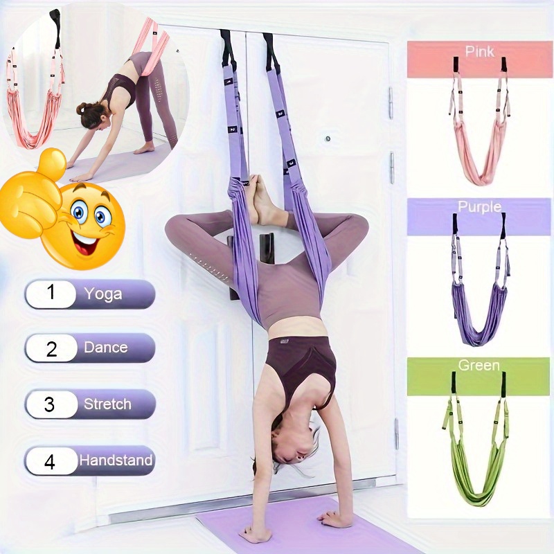 Pilates Yoga Aerial - เชือกโยคะแขวนสำหรับแฮนด์สแตนด์ แอโรยога สายยืดหยุ่นสำหรับโยคะ พิลาทิส สายรัดออกกำลังกาย สายรัดโยคะแบบแขวนประตู