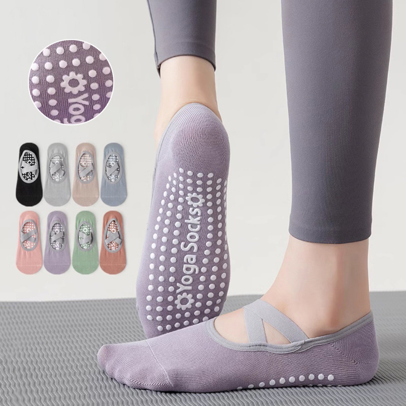 Pilates Yoga Towel - Breathable ผ้าเช็ดตัวด้านล่างถุงเท้าโยคะผู้หญิงซิลิโคนลื่นผ้าพันคอพิลาทิสถุงเท้าสุภาพสตรีบัลเล่ต์เต้นรําฟิตเนสออกกําลังกายถุงเท้าผ้าฝ้าย
