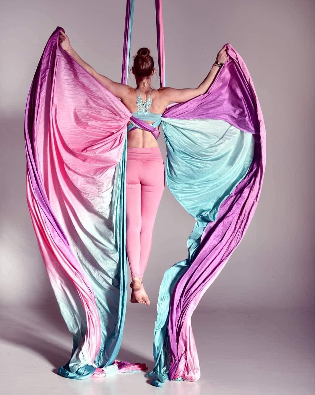 Pilates Yoga Aerial - เปลญวนโยคะสำหรับยิมนาสติกทางอากาศ ขนาด 8.75 หลา ผ้าไหมสำหรับออกกำลังกาย พิลาทิส