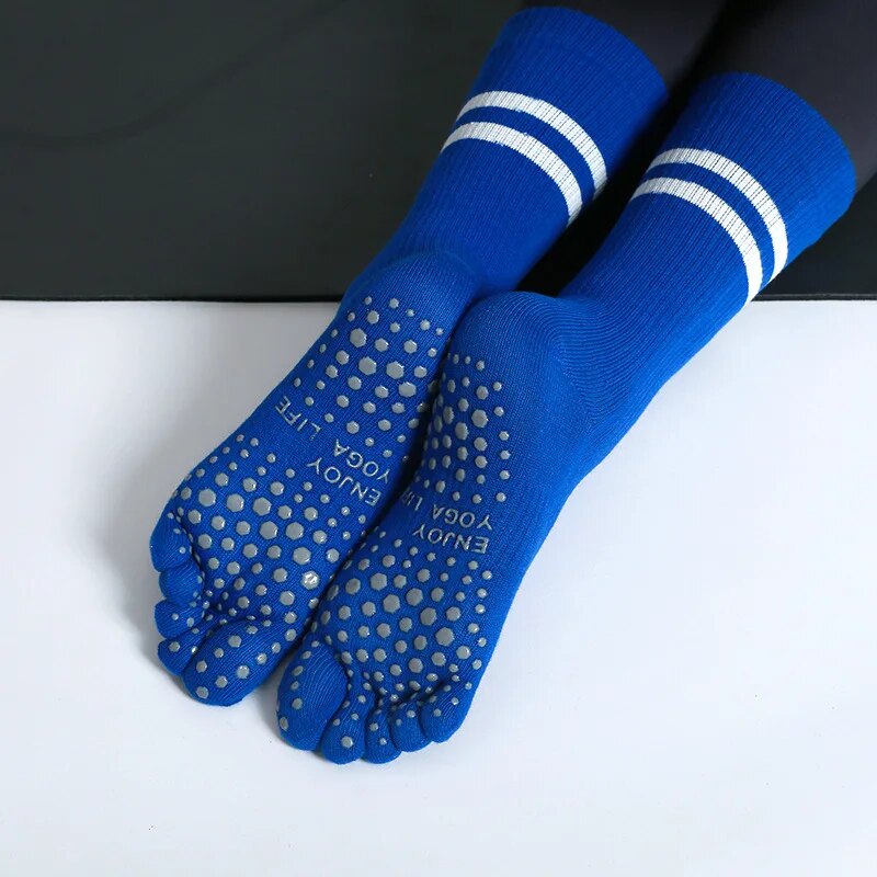 Medias Para Pilates Y Yoga - ถุงเท้าโยคะระบายอากาศได้สำหรับผู้หญิงถุงเท้าสำหรับใส่ในบ้านทำจากผ้าฝ้ายใช้ในฟิตเนสเต้นบัลเล่ต์ได้ห้านิ้วกันลื่น