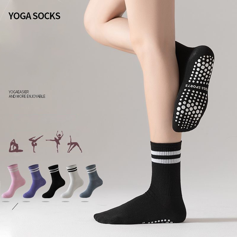 Medias Para Pilates Y Yoga - ดรีมไลค์ลิน 1 คู่ถุงเท้าโยคะสำหรับผู้หญิงแบบกลางน่อง ถุงเท้ากันลื่น ระบายอากาศได้ดี และซับเหงื่อ