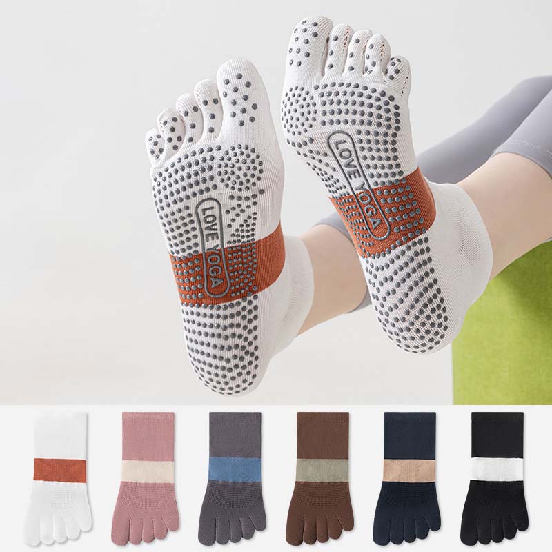 Medias Para Pilates Y Yoga - ถุงเท้าโยคะแบบแยกนิ้วเท้าสำหรับผู้หญิง แฟชั่นสปอร์ต ไร้ตะเข็บ ระบายอากาศ ป้องกันกลิ่น พร้อมจุดซิลิโคน