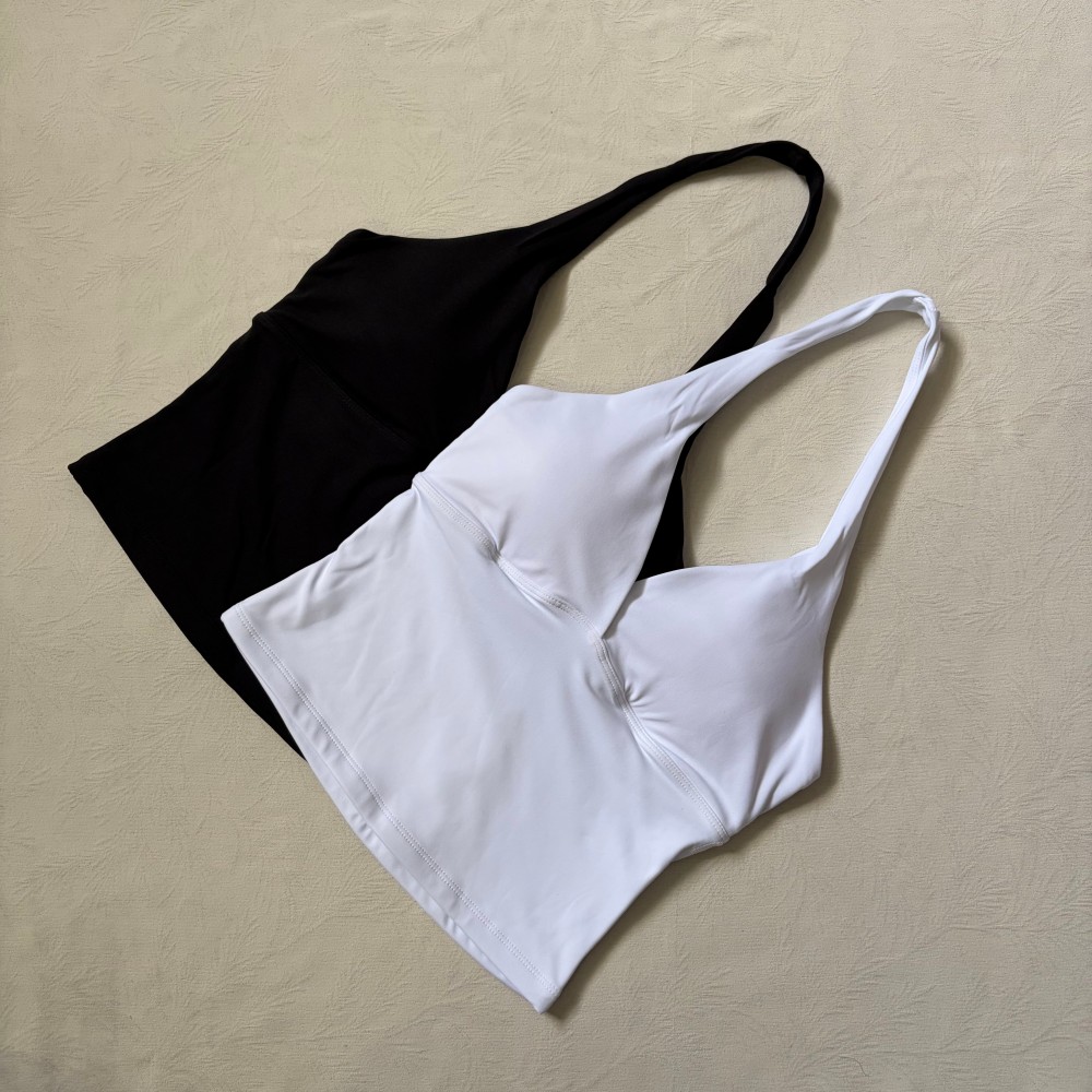 เสื้อกั๊กคอวีแบบคล้องคอพร้อมแผ - Pilates Yoga Wear บทวิจารณ์และราคา