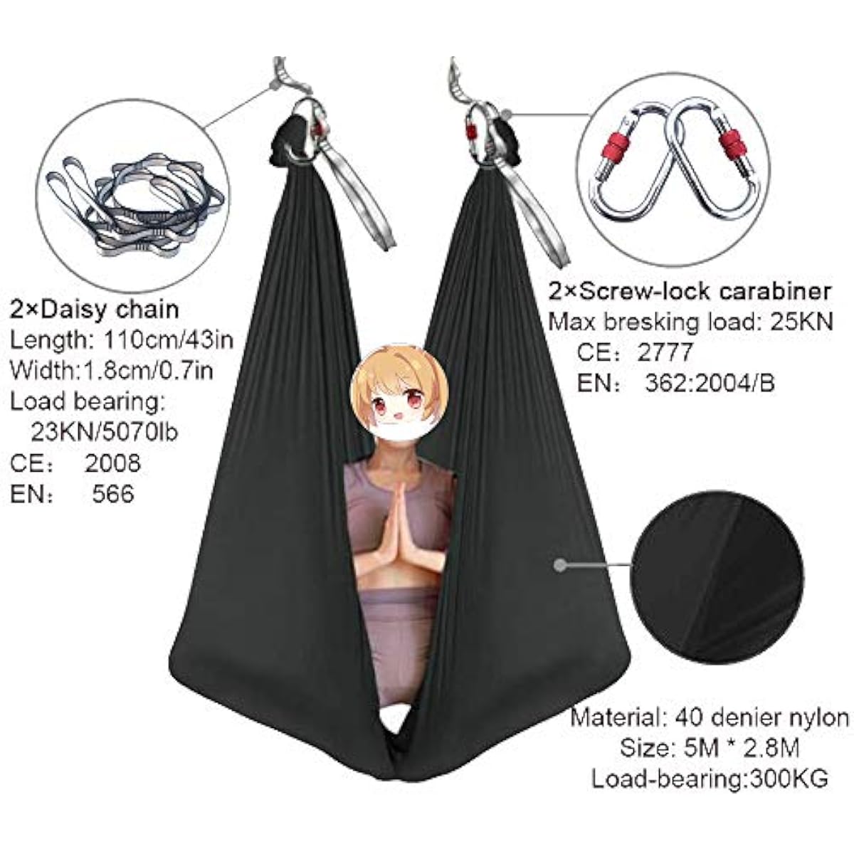 เปลโยคะแบบแขวน 5ม. x 2.8ม. สีม - Pilates Yoga Aerial บทวิจารณ์และราคา