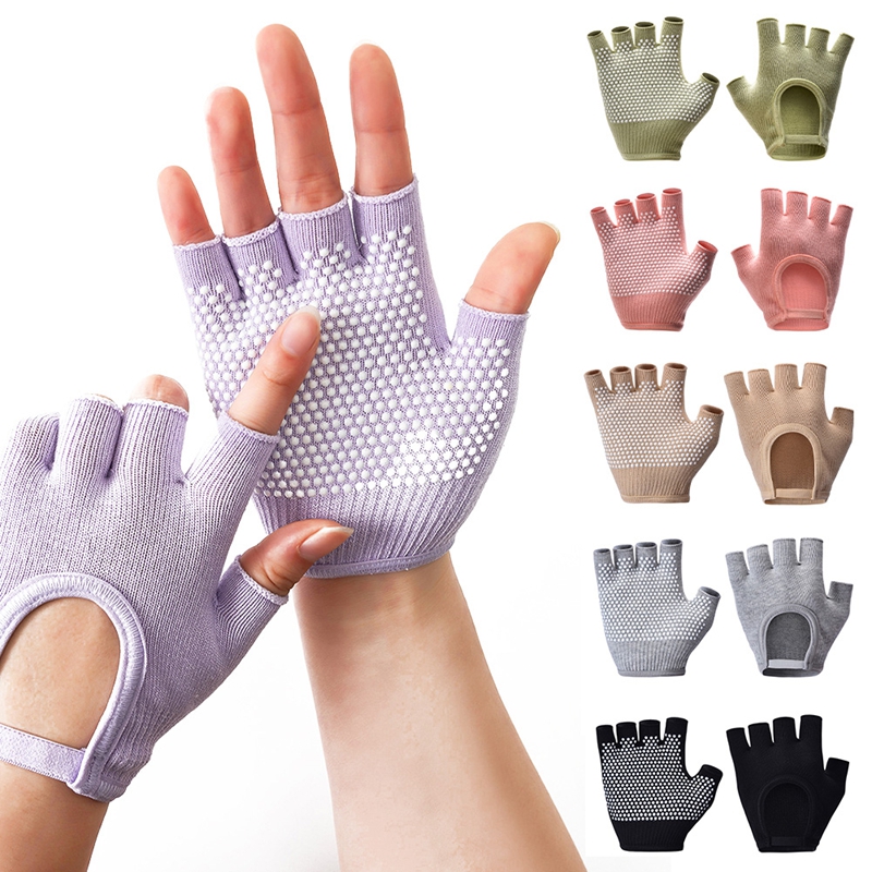 1 คู่ถุงมือโยคะกันลื่นครึ่งนิ้ - Pilates Yoga Aerial บทวิจารณ์และราคา
