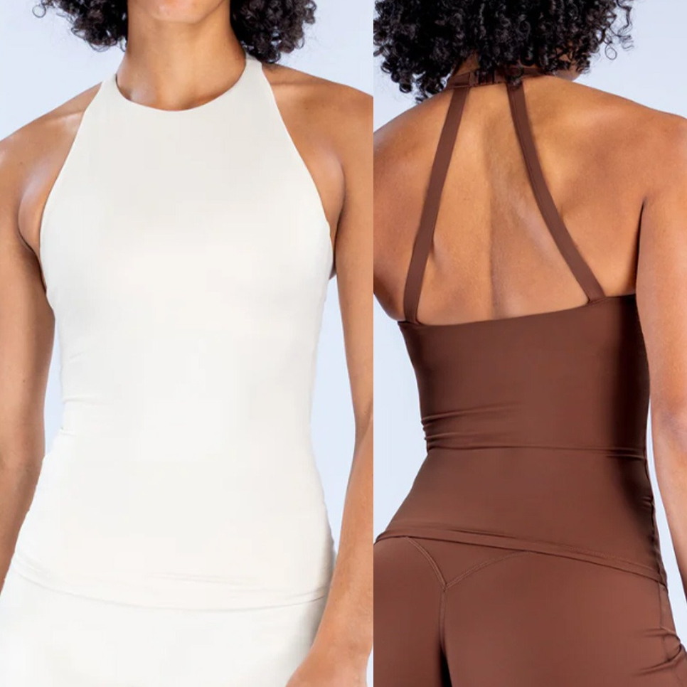 เสื้อกล้ามผู้หญิงแบบฮอลเตอร์พร - Pilates Yoga Wear บทวิจารณ์และราคา